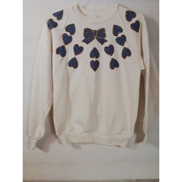 Women's Jerzee Vintage Handmade Sweatshirt Size Medium  Untreated Stains - Picture 1 of 16
